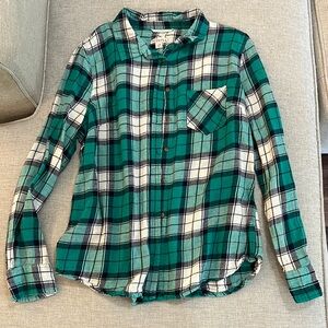 Merona Green Plaid Long Sleeve Top
